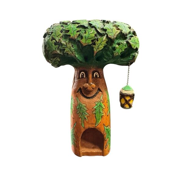 Vintage Hand Carved Wood Branch Tree Man House Spirit Folk Art Whimsical 9 Inch - Picture 1 of 12